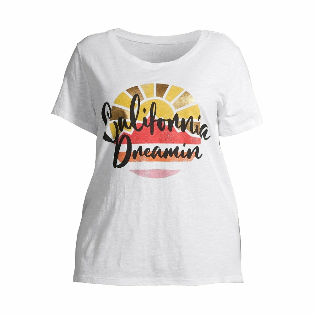 Terra & Sky slub knit graphic tee 4X 28W 30W